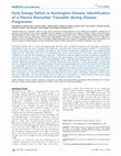 Research paper thumbnail of Early Energy Deficit in Huntington Disease: Identification of a Plasma Biomarker Traceable during Disease Progression