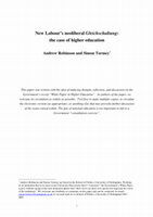 Research paper thumbnail of New Labour's neo-liberal Gleichschaltung: The Case of Higher Education