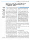 Research paper thumbnail of Key elements of high-quality practice organisation in primary health care: a systematic review