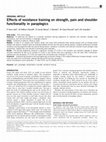 Research paper thumbnail of Effects of resistance training on strength, pain and shoulder functionality in paraplegics