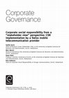 Research paper thumbnail of Corporate social responsibility from a “stakeholder view” perspective: CSR implementation by a Swiss mobile telecommunication provider