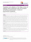 Research paper thumbnail of Translation and validation of the Malay version of Shiffman-Jarvik withdrawal scale and cessation self-efficacy questionnaire: a review of psychometric properties