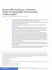 Research paper thumbnail of Human Milk Feeding as a Protective Factor for Retinopathy of Prematurity: A Meta-analysis