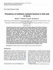 Research paper thumbnail of Prevalence of antibiotic resistant bacteria in milk sold in Accra