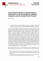 Research paper thumbnail of From Utopian Worlds to Utopian Spaces: Reflections on the Contemporary Radical Imaginary and the Social Forum Process