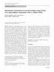 Research paper thumbnail of Reproductive performance in out-of-breeding season of fatty ewes using implant norgestomet with or without PMSG