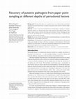 Research paper thumbnail of Recovery of putative pathogens from paper point sampling at different depths of periodontal lesions