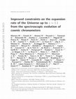 Research paper thumbnail of Improved constraints on the expansion rate of the Universe up to z ∼ 1.1 from the spectroscopic evolution of cosmic chronometers