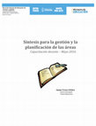 Research paper thumbnail of Síntesis para la gestión y la planificación de las áreas en la EDJA.