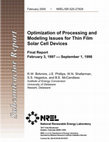 Research paper thumbnail of Optimization of Processing and Modeling Issues for Thin Film Solar Cell Devices Including Concepts for The Development of Polycrystalline Multijunctions: Annual Report; 24 August 1998-23 August 1999