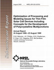 Research paper thumbnail of Optimization of Processing and Modeling Issues for Thin Film Solar Cell Devices: Final Report, 24 August 1998-23 October 2001