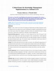 Research paper thumbnail of Critical issues for knowledge management implementation at a national level