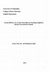 Research paper thumbnail of Lesson Delivery As Class Procedure In Teaching English In Hawler City Schools.pdf