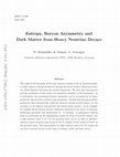 Research paper thumbnail of Entropy, Baryon Asymmetry and Dark Matter from Heavy Neutrino Decays