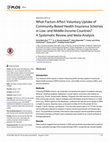 Research paper thumbnail of What Factors Affect Voluntary Uptake of Community-Based Health Insurance Schemes in Low-and Middle-Income Countries? A Systematic Review and Meta-Analysis