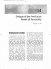 Research paper thumbnail of Critique of the Five-Factor Model of Personality