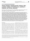 Research paper thumbnail of Shared language, diverging genetic histories: high-resolution analysis of Y-chromosome variability in Calabrian and Sicilian Arbereshe