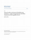 Research paper thumbnail of Internal auditor and internal whistleblowing intentions : a study of organisational, individual, situational and demographic factors