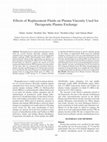 Research paper thumbnail of Effects of Replacement Fluids on Plasma Viscosity Used for Therapeutic Plasma Exchange