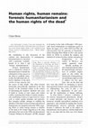 Research paper thumbnail of Human rights, human remains: forensic humanitarianism and the human rights of the dead. International Social Science Journal. doi:10.1111/issj.12071