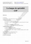 Research paper thumbnail of Les Langues de Spécialité  (LSP) et le Français sur Objectifs Spécifiques (FOS) NOUVELLE VERSION