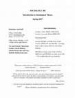 Research paper thumbnail of Introduction to Sociological Theory- Undergraduate Class Syllabus