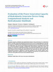 Research paper thumbnail of Evaluation of the Power Generation Capacity of Hydrokinetic Generator Device Using Computational Analysis and Hydrodynamic Similitude