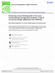 Research paper thumbnail of Enhancing critical thinking skills in first year environmental management students: a tale of curriculum design, application and reflection