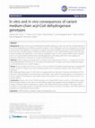 Research paper thumbnail of In vitro and in vivo consequences of variant medium-chain acyl-CoA dehydrogenase genotypes