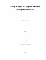 Research paper thumbnail of Safety Analysis of Computer Resource Management Software