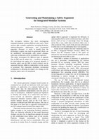 Research paper thumbnail of Generating and maintaining a safety argument for Integrated Modular Systems