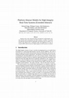 Research paper thumbnail of Platform Abstract Models for High-Integrity Real-Time Systems