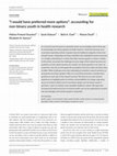 Research paper thumbnail of " I would have preferred more options " : accounting for non-binary youth in health research