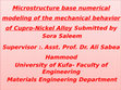 Research paper thumbnail of Microstructure base numerical modeling of the mechanical behavior of Cupro-Nickel Alloy