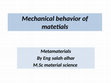 Research paper thumbnail of Mechanical behavior of matetials