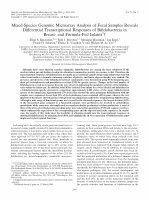 Research paper thumbnail of Mixed-species genomic microarray analysis of fecal samples reveals differential transcriptional responses of bifidobacteria in breast-and formula-fed infants