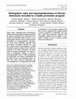 Research paper thumbnail of Participation rates and representativeness of African Americans recruited to a health promotion program