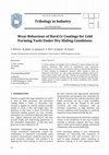 Research paper thumbnail of WEAR BEHAVIOUR OF HARD Cr COATINGS FOR COLD FORMING TOOLS UNDER DRY SLIDING CONDITIONS