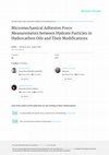 Research paper thumbnail of Micromechanical Adhesion Force Measurements between Hydrate Particles in Hydrocarbon Oils and Their Modifications