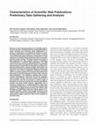 Research paper thumbnail of Characteristics of scientific Web publications: Preliminary data gathering and analysis