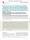 Research paper thumbnail of Advances in heart rate variability signal analysis: joint position statement by the e-Cardiology ESC Working Group and the European Heart Rhythm Association co-endorsed by the Asia Pacific Heart Rhythm Society