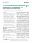 Research paper thumbnail of Meta-evaluation of meta-analysis: ten appraisal questions for biologists