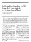 Research paper thumbnail of Building a Knowledge Base for MIS Research