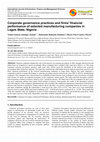 Research paper thumbnail of Corporate governance practices and firms' financial performance of selected manufacturing companies in Lagos State, Nigeria