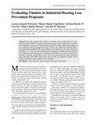 Research paper thumbnail of Evaluating tinnitus in industrial hearing loss prevention programs