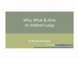 Research paper thumbnail of Why, What & How of children's play A fresh enquiry