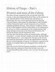 Research paper thumbnail of History of Tango – Part 1 Women and men of the Colony