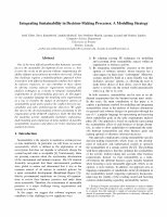 Research paper thumbnail of Integrating Sustainability In Decision-Making Processes: A Modelling Strategy