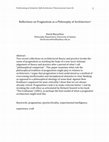 Research paper thumbnail of Reflections on Pragmatism as a Philosophy of Architecture