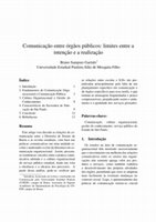 Research paper thumbnail of Comunicação entre órgãos públicos: limites entre a intenção ea realização